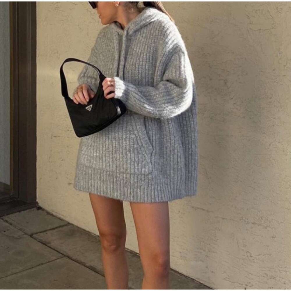 Zara Oversized Knit Sweatshirt in Grey Size XS/S - Picture 2 of 12